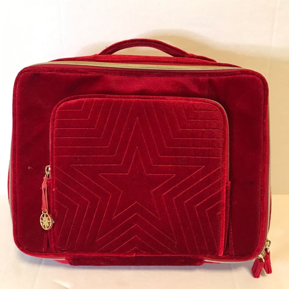 Estée Lauder Large Travel Makeup Bag Red Velvet Star Zip Up
